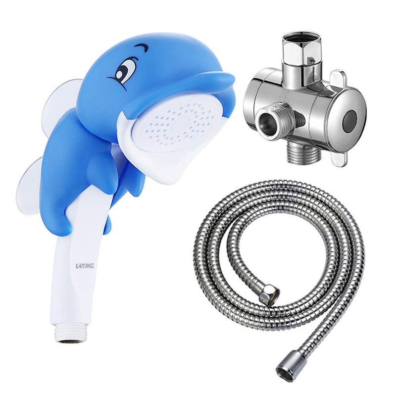 KAIYING Children's Handheld Shower Head,Cartoon Water Flow Spray Shower Head Baby Kids Toddler Bath Bathing Accessories (I :Showerhead(Duckie)+Hose+Diverter) - Image 1